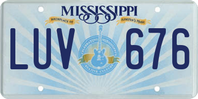 MS license plate LUV676