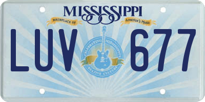 MS license plate LUV677
