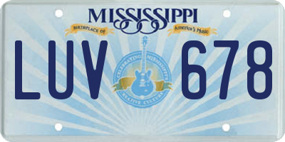 MS license plate LUV678