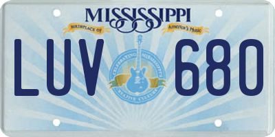 MS license plate LUV680