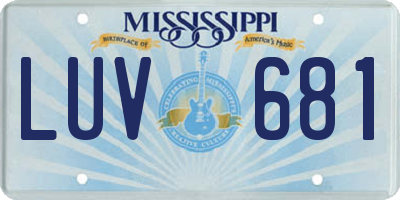 MS license plate LUV681