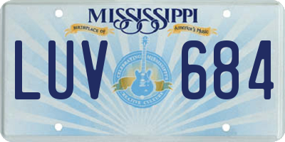 MS license plate LUV684