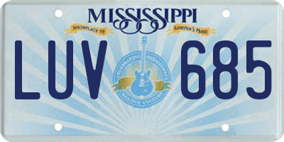 MS license plate LUV685