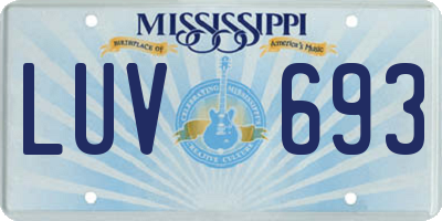 MS license plate LUV693