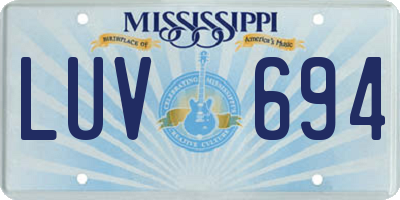 MS license plate LUV694