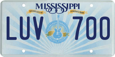 MS license plate LUV700