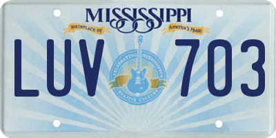 MS license plate LUV703