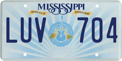 MS license plate LUV704