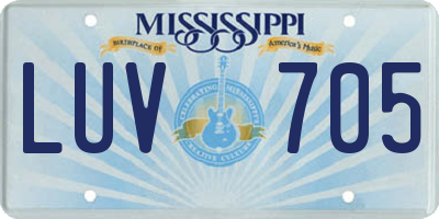 MS license plate LUV705