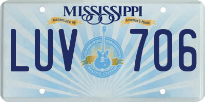 MS license plate LUV706