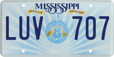 MS license plate LUV707