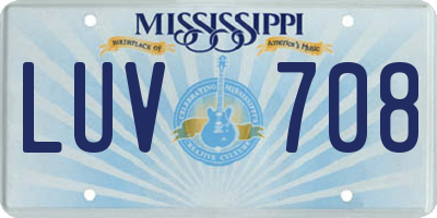 MS license plate LUV708