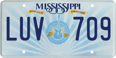 MS license plate LUV709