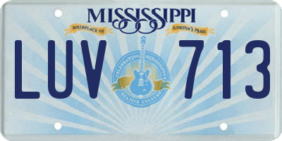 MS license plate LUV713