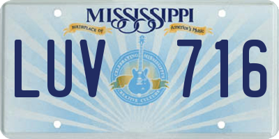 MS license plate LUV716