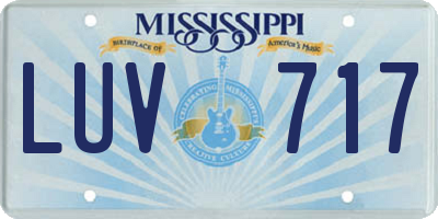 MS license plate LUV717