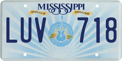 MS license plate LUV718