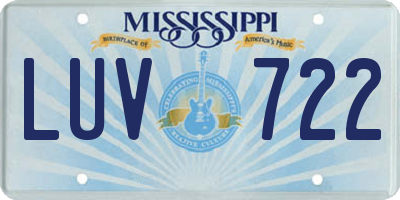 MS license plate LUV722