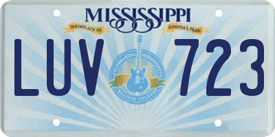 MS license plate LUV723