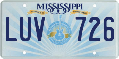 MS license plate LUV726