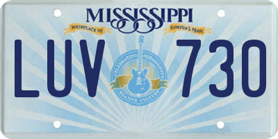 MS license plate LUV730