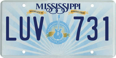 MS license plate LUV731
