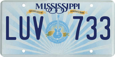 MS license plate LUV733