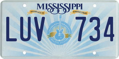 MS license plate LUV734