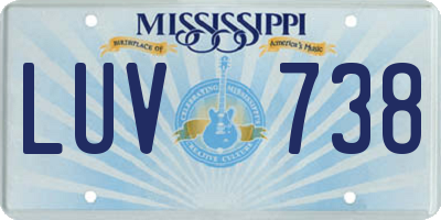 MS license plate LUV738