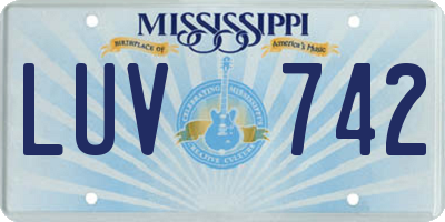 MS license plate LUV742