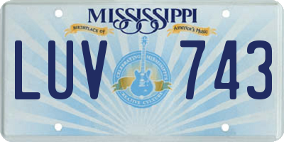 MS license plate LUV743