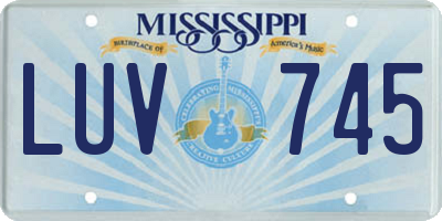 MS license plate LUV745