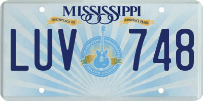 MS license plate LUV748