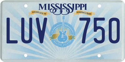 MS license plate LUV750