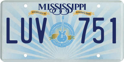 MS license plate LUV751