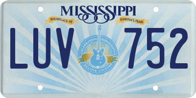 MS license plate LUV752