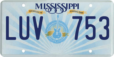 MS license plate LUV753