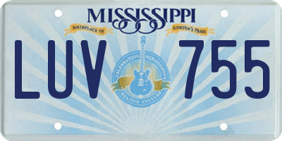 MS license plate LUV755