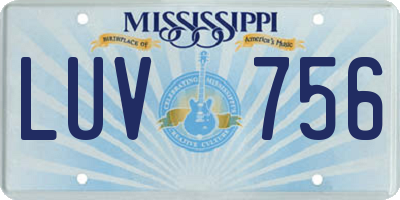 MS license plate LUV756