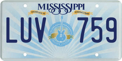 MS license plate LUV759