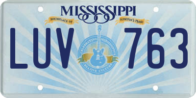 MS license plate LUV763
