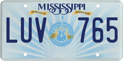 MS license plate LUV765
