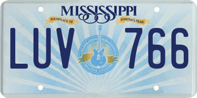 MS license plate LUV766