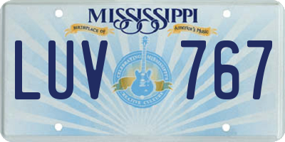 MS license plate LUV767