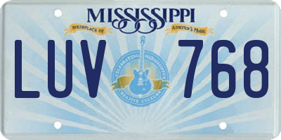 MS license plate LUV768