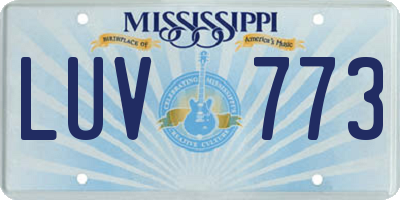 MS license plate LUV773