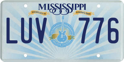 MS license plate LUV776