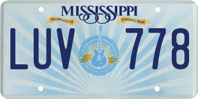 MS license plate LUV778