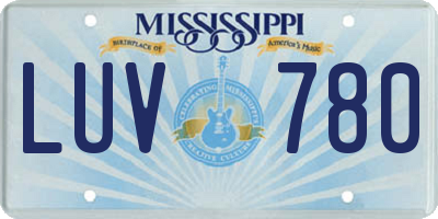 MS license plate LUV780