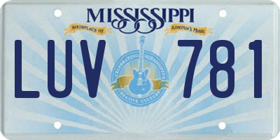 MS license plate LUV781